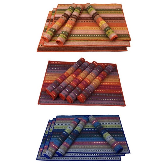 Hand Woven Cotton Placemats Colorful Placemats Braided Durable Etsy