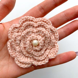 Pink Crochet Flowers, Baby Pink Rose Knit Flower, Decor Decorative Embellishment for Decorating Clothes, Journals, Crafts