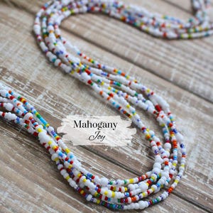 NEW! | Waist Beads Clasp or Tie On | Rainbow Clouds | Handmade Boho Body Jewelry | Weight Loss Tracker Beads | Plus Size | Gift Ideas | SALE