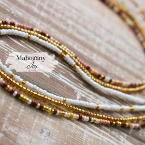 Set of 3 Waist Beads with Clasp or Tie On | Mahogany Majesty | Handmade Boho Jewelry | Weight Loss Tracker | Plus Size | Gift Ideas