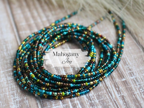 Gaia Waist Beads with Clasp Tie On | Earth Tone Boho Handmade Body Jewelry | Weight Loss Tracker | Plus Size Available | Gift For Her