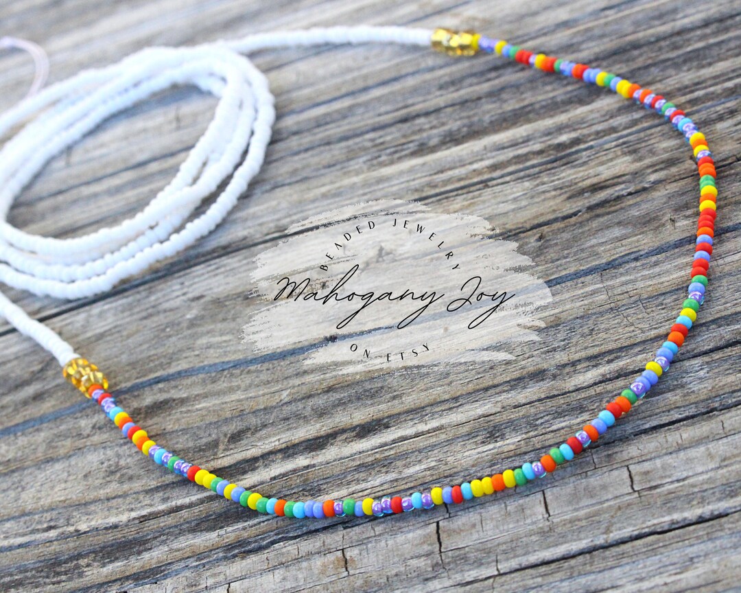 White & Rainbow Waist Beads, Waist Beads With Clasp, Waist Beads Plus