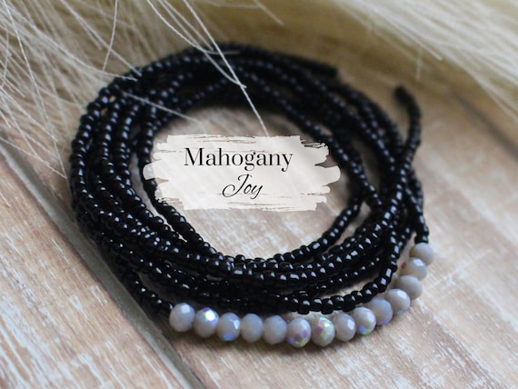Waist Beads with Clasp or Tie On | Ethereal Smoke | Women's Boho Body Jewelry | Weight Loss Tracker Beads | Plus Size | Gift Ideas for Her