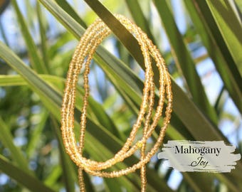 Waist Beads with Clasp or Tie On | Gold On My Waist | Women&#39;s Handmade Boho Body Jewelry | Weight Loss Tracker | Plus Size | Gifts Ideas