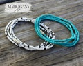 Handmade Turquoise & Black Seed Bead Waist Beads Set | Boho Body Jewelry | Weight Loss Tracker