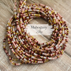 Handmade Waist Beads with Clasp or Tie On | Mahogany Joy | Weight Loss Tracker Beads | Boho Body Jewelry | Belly Chain | Gift for Her