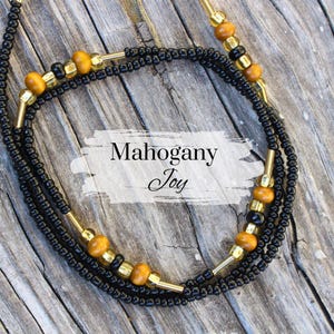 Black LUX Waist Beads with Clasp Tie On Women Abundance Boho Belly Jewelry Weight Loss Tracker Charm Plus Size Body Positivity Gift