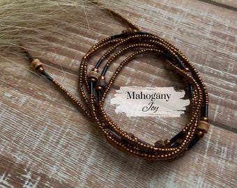 NEW! Earthy Boho Waist Beads with Clasp or Tie On Women Handmade Dainty Boho Jewelry Weight Loss Tracker Charm Plus Size Body Chain Gift