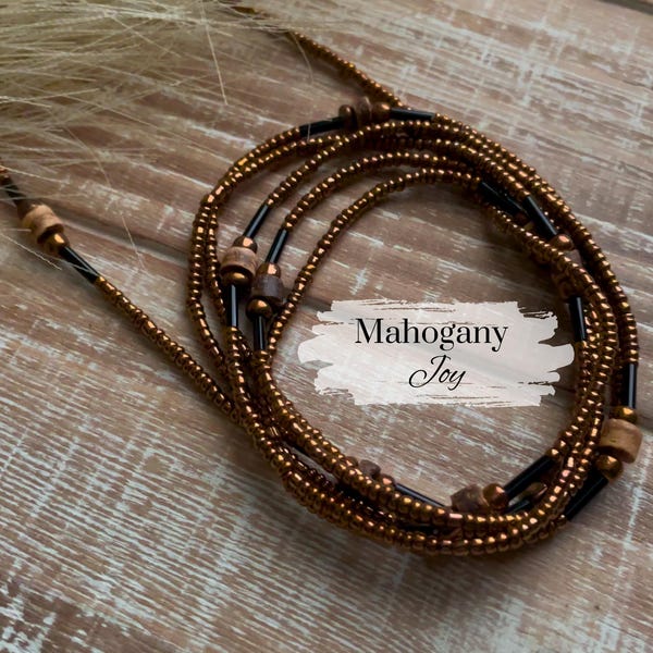 NEW! Earthy Boho Waist Beads with Clasp or Tie On Women Handmade Dainty Boho Jewelry Weight Loss Tracker Charm Plus Size Body Chain Gift