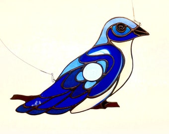 Eastern Blue Bird Stained Glass