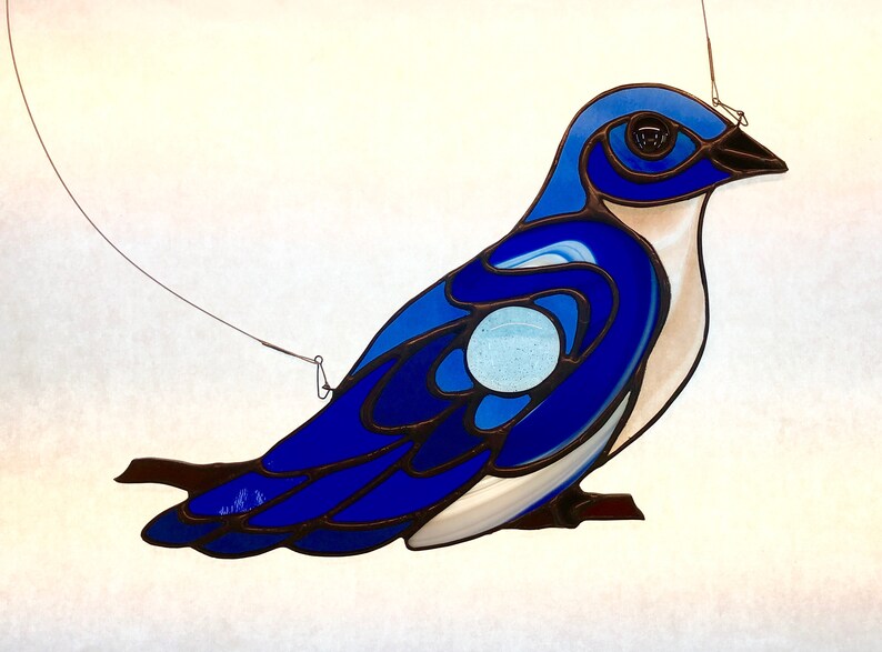 Eastern Blue Bird Stained Glass image 2