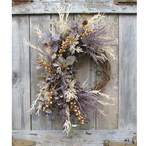 Fall Wreaths for Front Door, Autumn Wreath, Boho Wreath, Thanksgiving Wreath, Pampas Grass Hydrangea Wreath