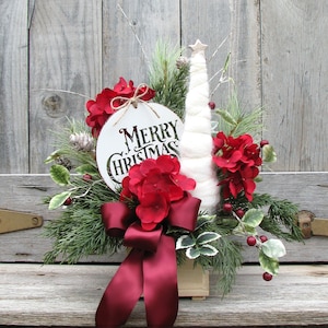 Christmas Centerpiece for Table, Cottagecore Decor, Rustic Holiday Decor, Floral Arrangements, Christmas Table Decorations
