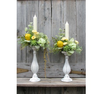 Candle Table Decor, Artificial Flower Arrangement, Succulent Arrangement, Silk Flower Arrangement, Lemon Decor Kitchen