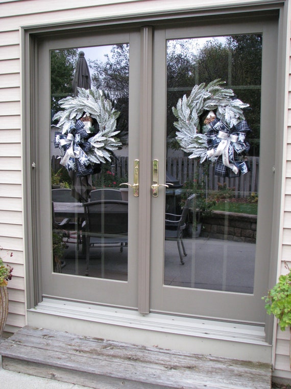 Double Door Wreaths Winter Wreath Christmas Wreaths For Front Door Blue And Silver Christmas Wreath Xmas Wreath Mantel Decor