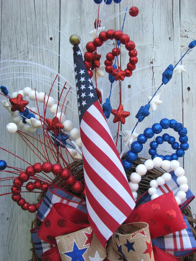 Patriotic Wreath Fourth of July Swag American Flag Wreath
