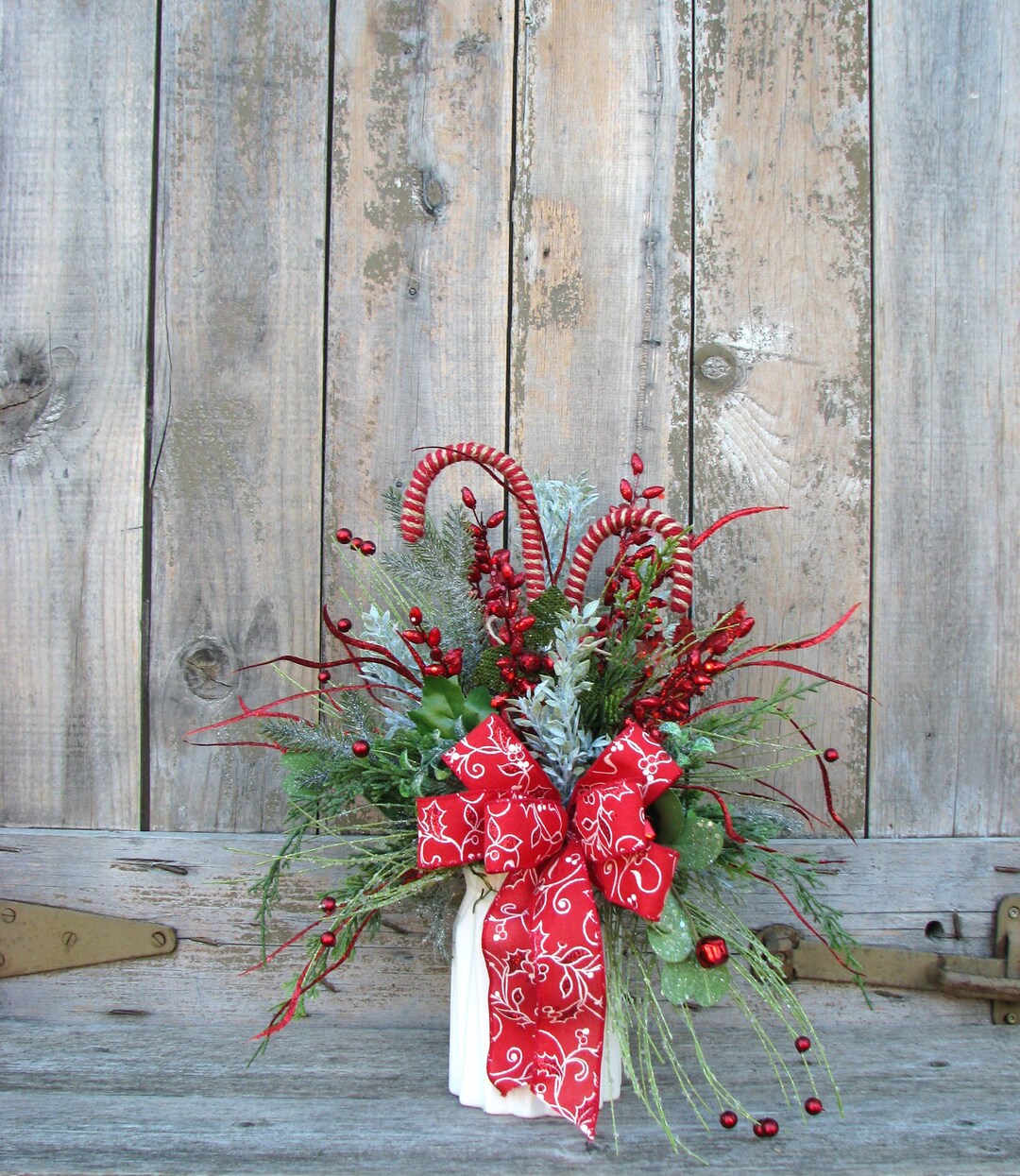 Christmas Centerpiece, Small Holiday Centerpiece for Table, Candy Cane