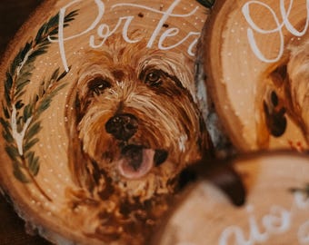 Pet Portrait On Wood Ornament