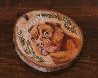 Pet Portrait On Wood Ornament