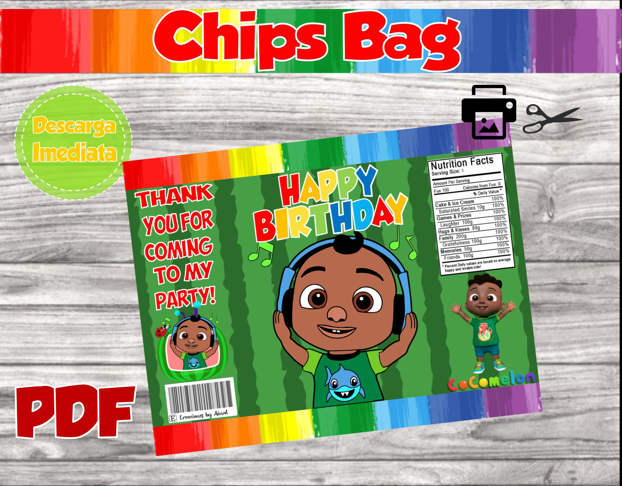 Cocomelon Cody Chips Bag Party Favor Cocomelon Cody | Etsy