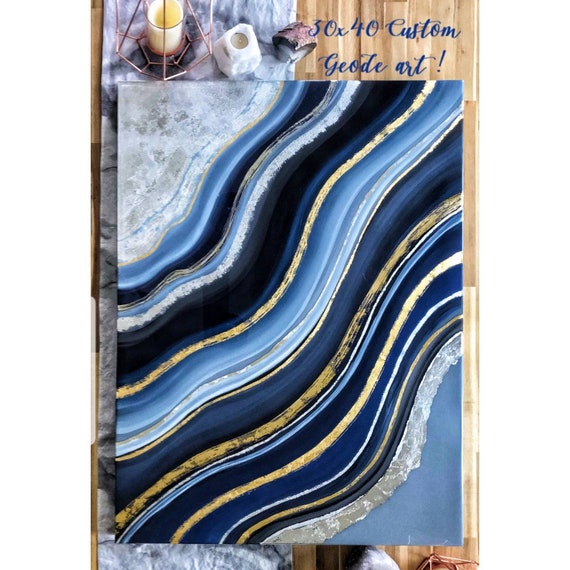 Geode wall art resin art agate painting 