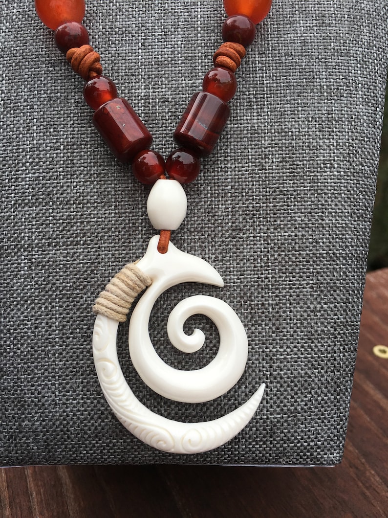 handcarved bone jewelry handmade jewelry red jasper carnelian gemstones brown leather mookite Chakra jewelry