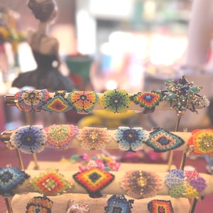 handmade huichol beaded rings, colorful seed bead jewelry, indigenous Mercian are, boho.  great gift