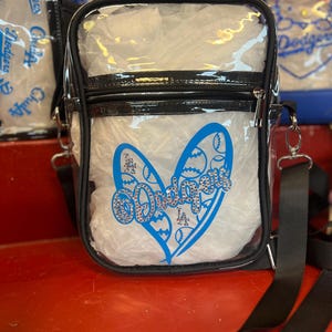 Dodgers bling przezroczysta torba. uwielbiam stadionową aprobatę dodgers. Torebka crossbody. torba koncertowa
