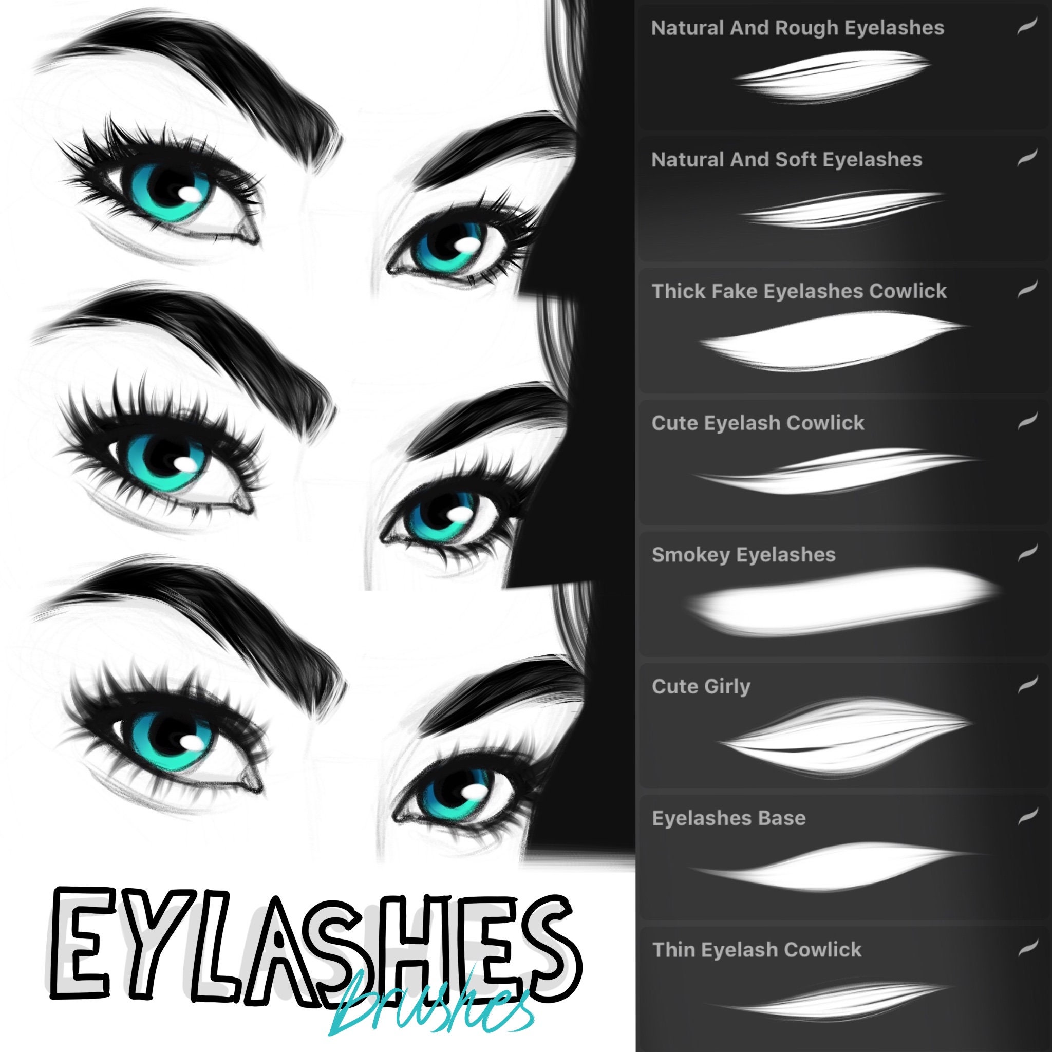 Perfect Eyelashes Brush Set for Procreate Etsy
