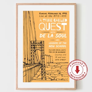 Digital Print—A TRIBE CALLED QUEST and De La Soul Concert Poster, 11&quot;x17&quot; and 18&quot;x24&quot;—Download, Print & Frame Yourself, Wall Art, Home Decor