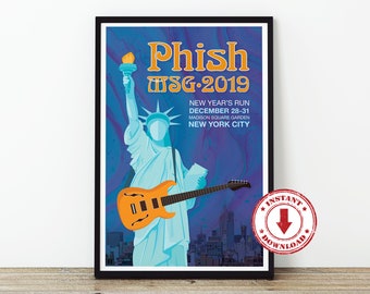 Digital Print—PHISH 2019 MSG Concert Poster 11" x 17"—Download, Print & Frame Yourself, Wall Art, Home Decor, Man Cave/Woman Cave