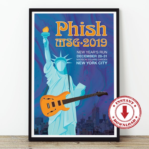 Digital Print—PHISH 2019 MSG Concert Poster 11" x 17"—Download, Print & Frame Yourself, Wall Art, Home Decor, Man Cave/Woman Cave