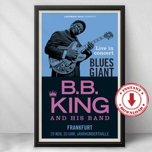 Digital Print—B.B. King Concert Poster 11&quot; x 17&quot;—Download, Print & Frame Yourself, Wall Art, Home Decor, Man Cave