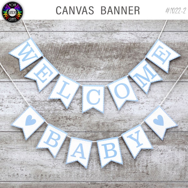 Welcome Baby Banner Baby Shower Welcome Baby Boy Sign Baby Blue Banner Pennant Baby Banner Bunting Banner Welcome Baby Party Decor Garland