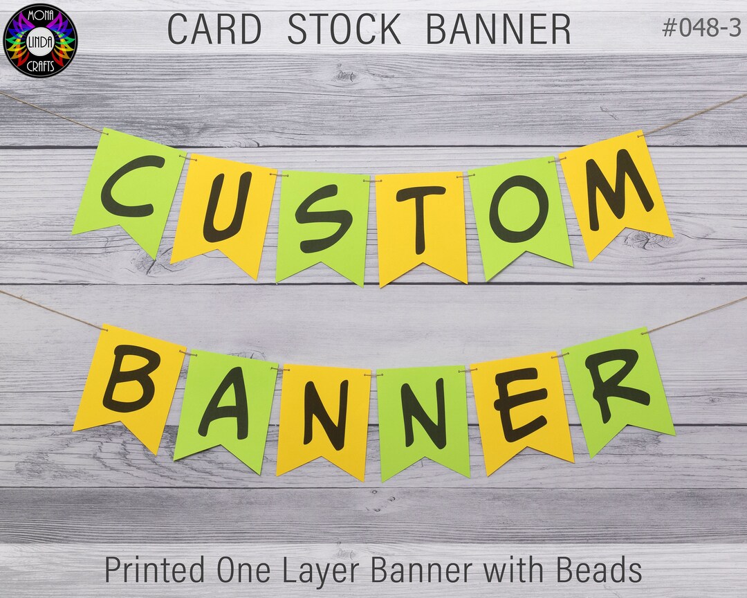 Yellow and Green Custom Banner, Cardstock Banner, Birthday Party Decor, Card Stock Pennant