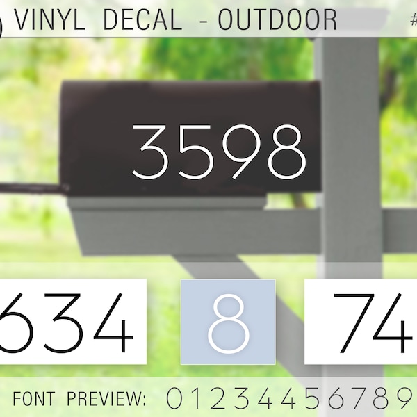Mailbox Number Decal, Modern Address Decal, Mailbox Sticker, Vinyl Decal for Mailbox, Custom Decal, Mailbox Numbers, Address Numbers