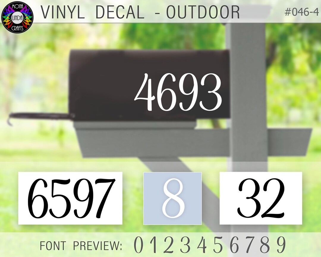 Mailbox Number Decal, Address Decal, Mailbox Sticker, Vinyl Decal for