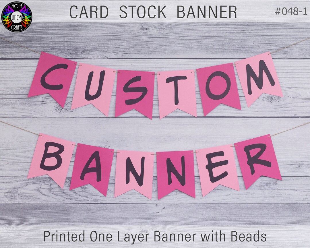 Pink Custom Banner, Cardstock Banner, Birthday Party Decor, Card Stock Pennant Banner,