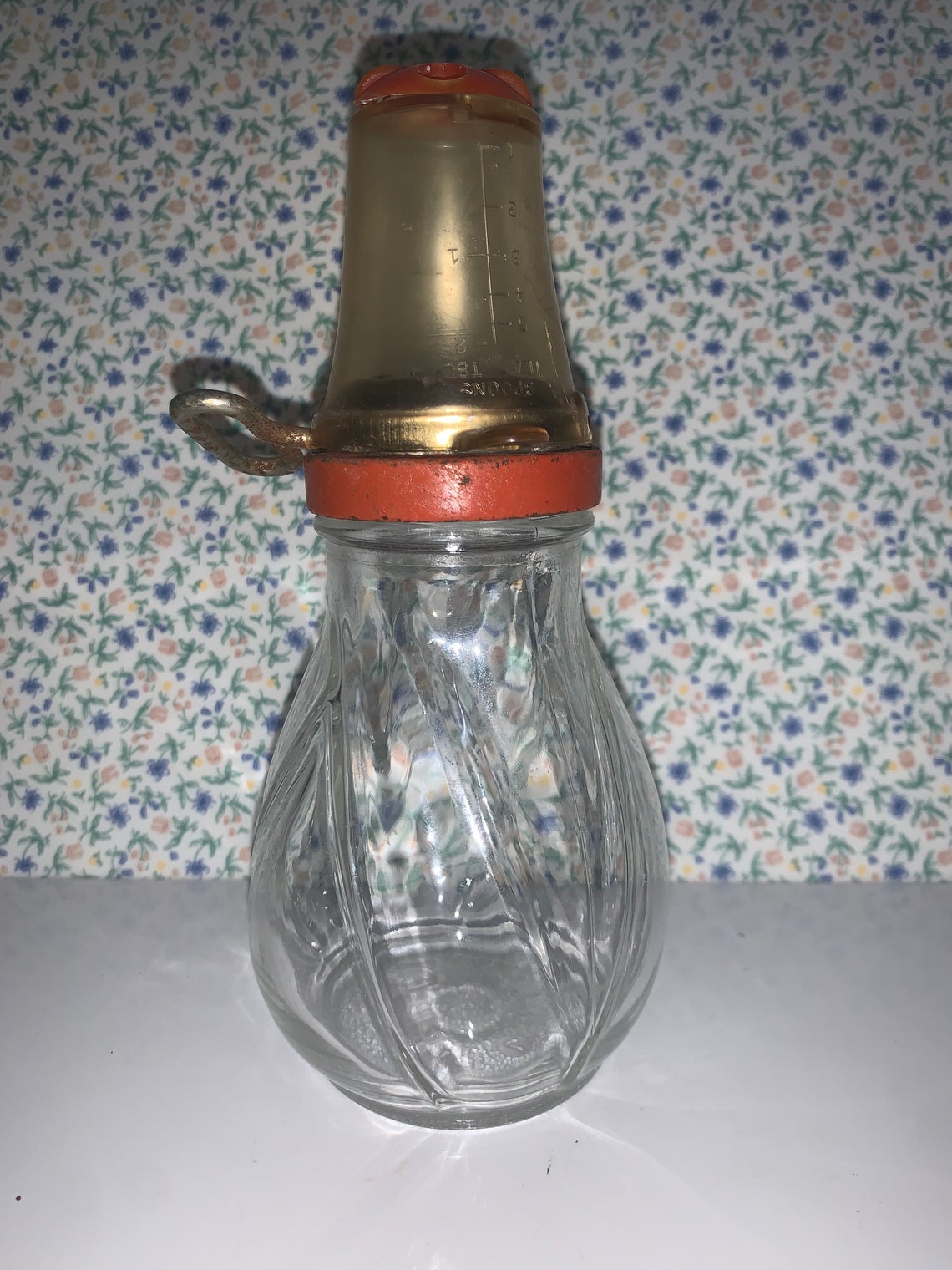 Vintage Clear Glass Cruet With Lidspoons Company Etsy