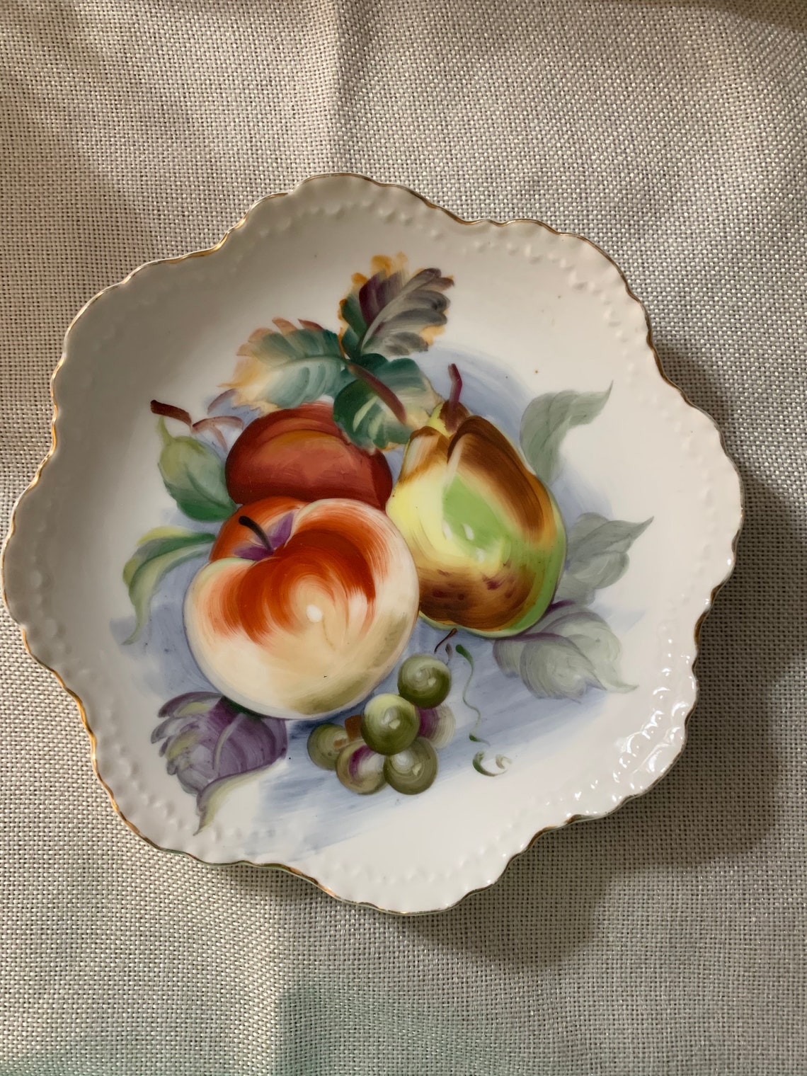 Lefton Gold Trimmed Fruit Plate Etsy