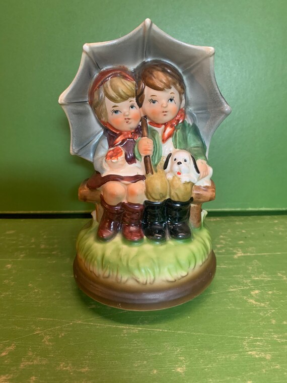 Vintage Rotating Music BoxBoy & Girl Figure Etsy