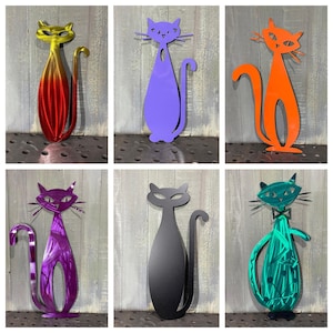 Metal Midcentury Modern Cat Wall Hang Custom Plasa Cut Sign Art Mid-Century MCM 60s