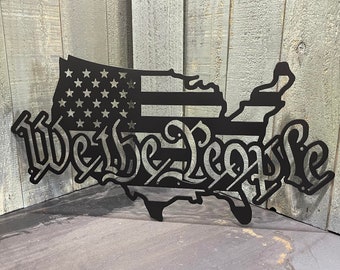 24" Wide We The People Two Layer Colors | Military Metal Wall Art | Veteran Gift