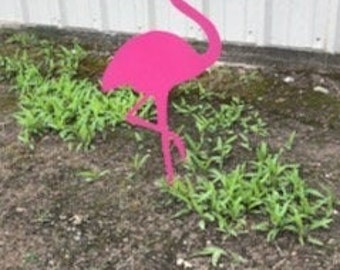 Metal Pink Flamingo Garden Yard Stake Plasma Cut Sign Art