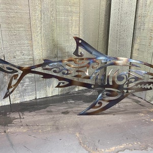 Metal Tribal Shark Plasma Cut Sign Art