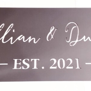 Custom Couple Name with Established Date Metal Sign Home Decor Wedding Anniversary Gift House Warming No Last Name