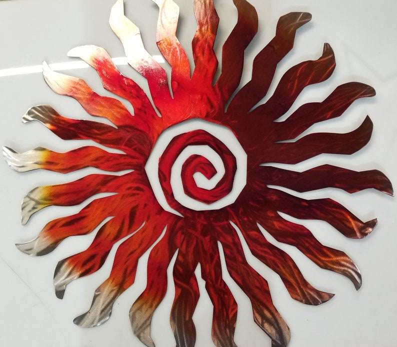 Metal Sun Funky Plasma Cut Art Handpainted Modern Sunrise image 5