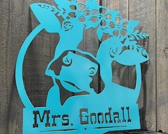 Personalized Flower Cow Address Sign, Custom Metal House Numbers Plaque