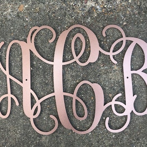 Metal Three Letter Fancy Scroll Monogram Plasma Cut Sign Art