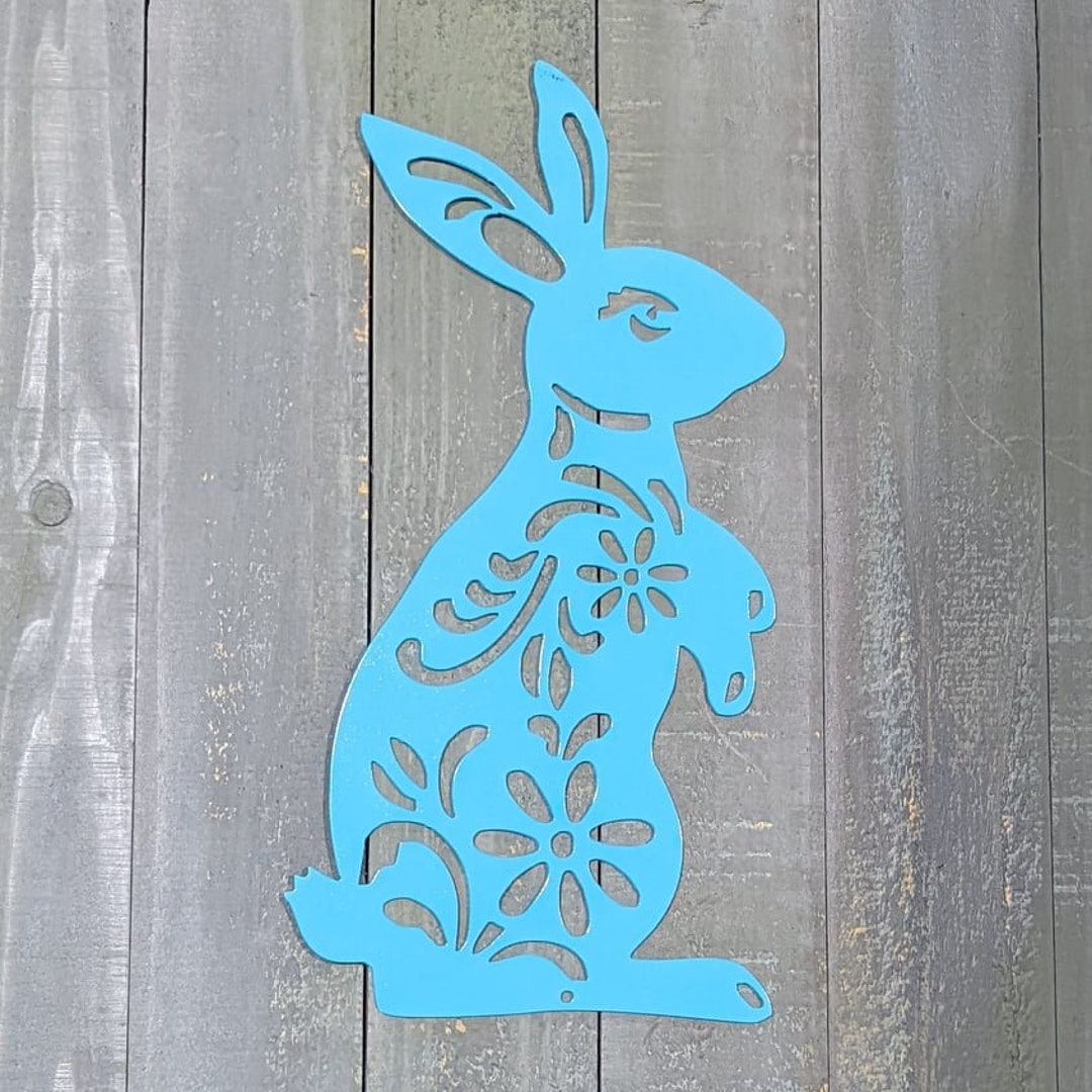 Metal Art Deco Bunny Rabbit Garden Art Yard Decor Plasma Cut Sign Art ...